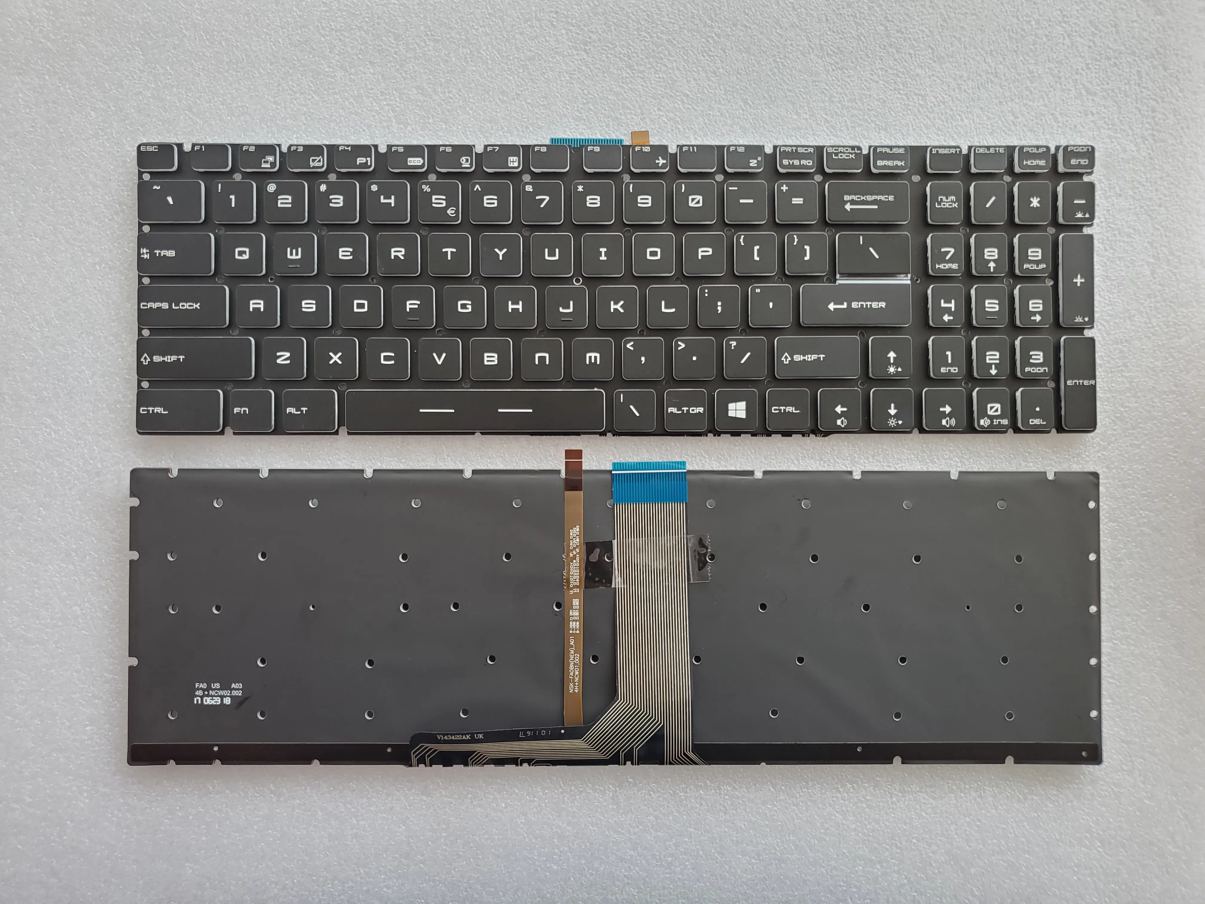 Picture of Laptop US keyboard forNew Replacement Keyboard Laptop For MSI GS60 colorful backlight BLACK Backlit,White Side (OEM) US US Layout